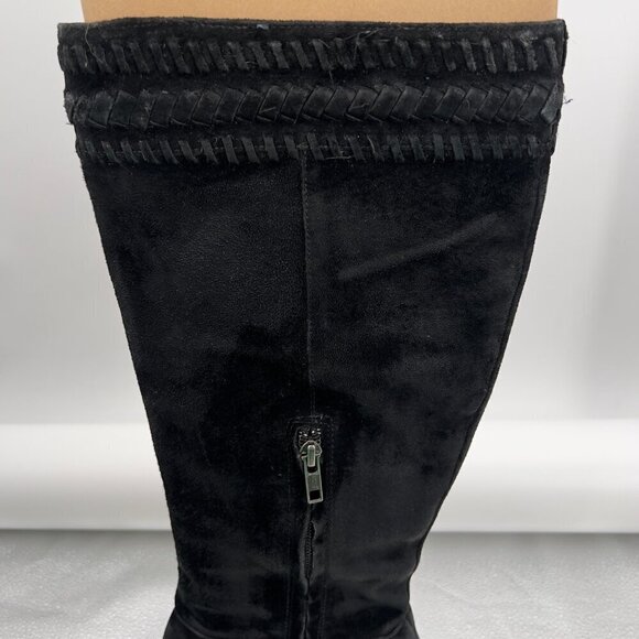 UGG Australia Rosabella Platform Black Suede Tall Wooden Heel Boots 9 - Picture 3 of 11